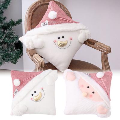 Weihnachts-Kissenbezüge 3D Schneemann Weihnachtsmann Design Quadratischer Kissenbezug für Winter Bett Sofa Innendekoration