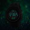 Outdoor Men's Digital Watch Silicone Waterproof Large Numbers Luminous Calendar Function Sports Style Black