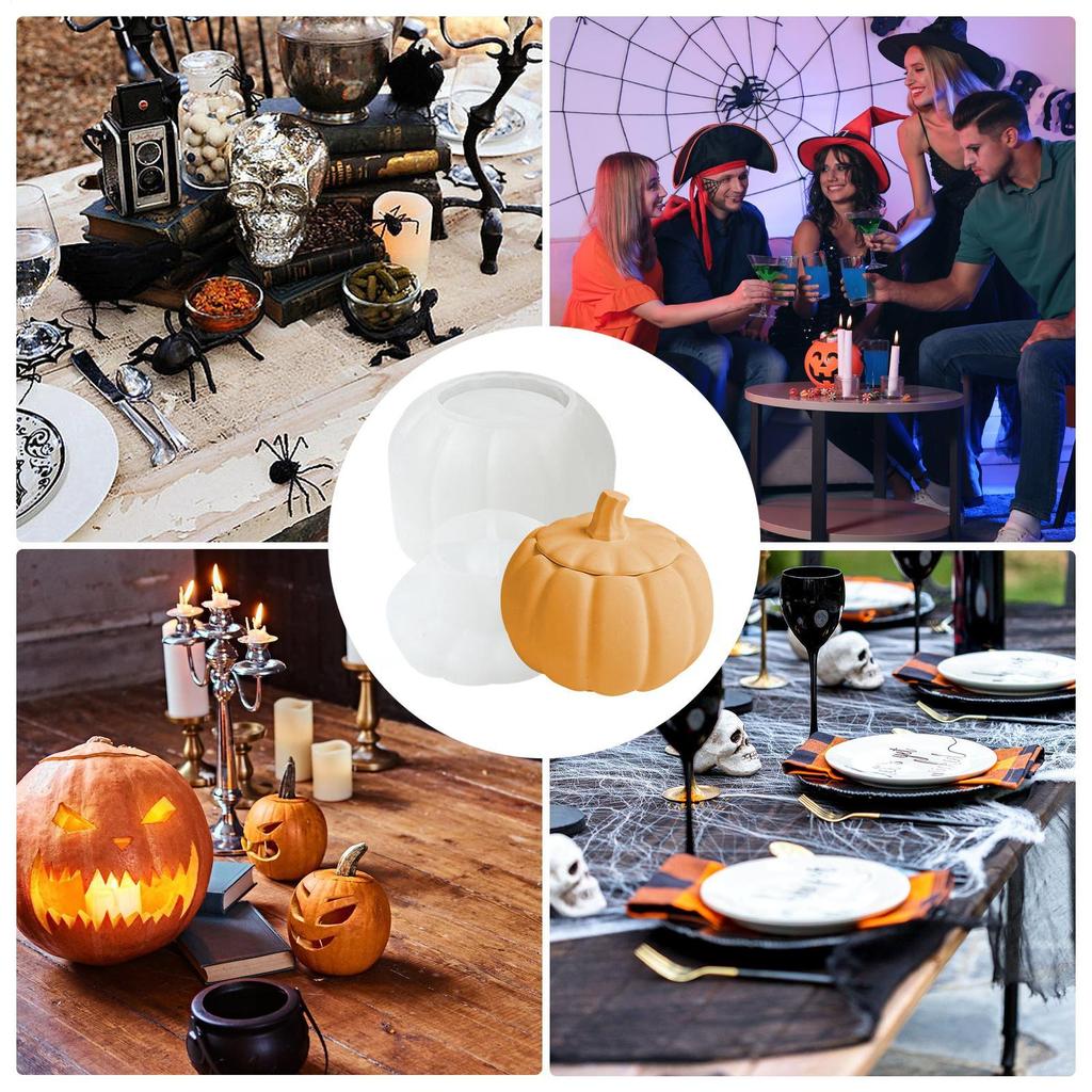 Halloween Pumpkin Mold Halloween Pumpkin Epoxy Resin Mold with Lid Pumpkin Storage Box Silicone Molds Pumpkin Candle Molds