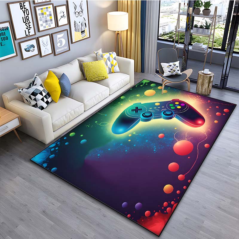 Modern Colorful Gaming Themed Print Rug for Living Room Bedroom Bedside Bathroom Floor Mat Home Area Rug Carpets Room Decor Gift