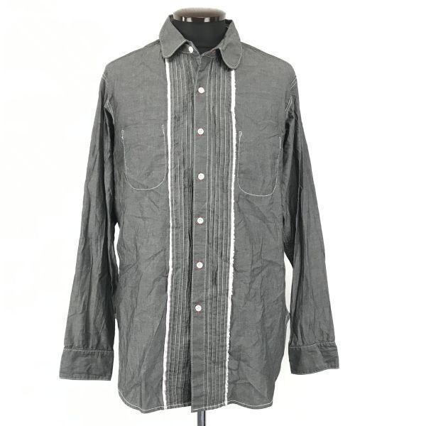 

USED/Made in USA A LOVE MOVEMENT Handmade Long Sleeve Shirt with Hidden Pockets/Men s M/Gray/