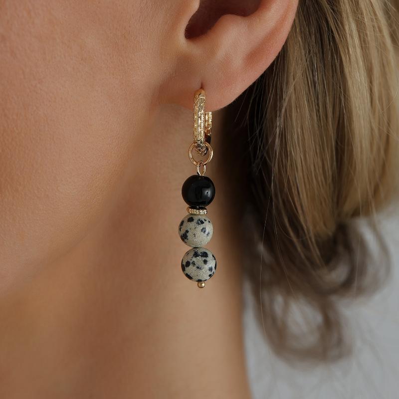 1/2Set Vintage Stone Black Bead Double Layer Necklace Style Jewelry For Women Daily Use