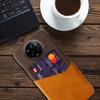 For Realme 14 Pro+ 5G Case PU Leather Cloth Texture Hard PC Phone Cover with Card Holder
