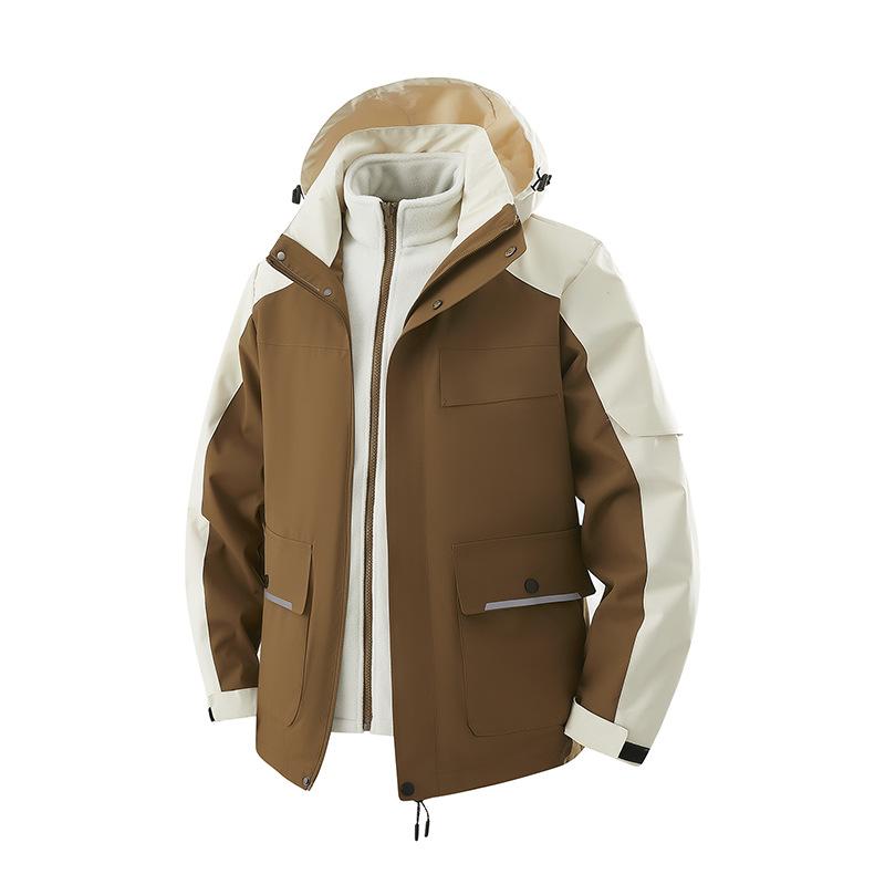 Three In One Mountain Windproof and Waterproof Assault Suit, Men's and Women's Plus Size Jacket, Outdoor Couple Hiking Suit