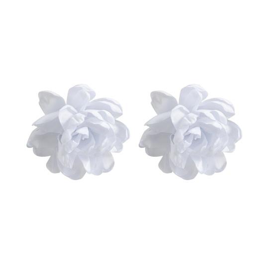 

1 пара женских серег, большие 3D-серьги из ткани с розой, преувеличенный стиль, отпуск, пляж, фотосессия, формальные, повседневные, выпускные, вечерние, ювелирные изделия белый