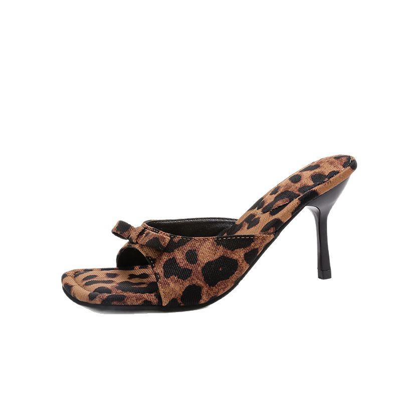 

Весенняя и летняя обувь Большие размеры Туфли на высоком каблуке-шпильке Женская обувь Тонкие каблуки 40 цветной печати леопарда