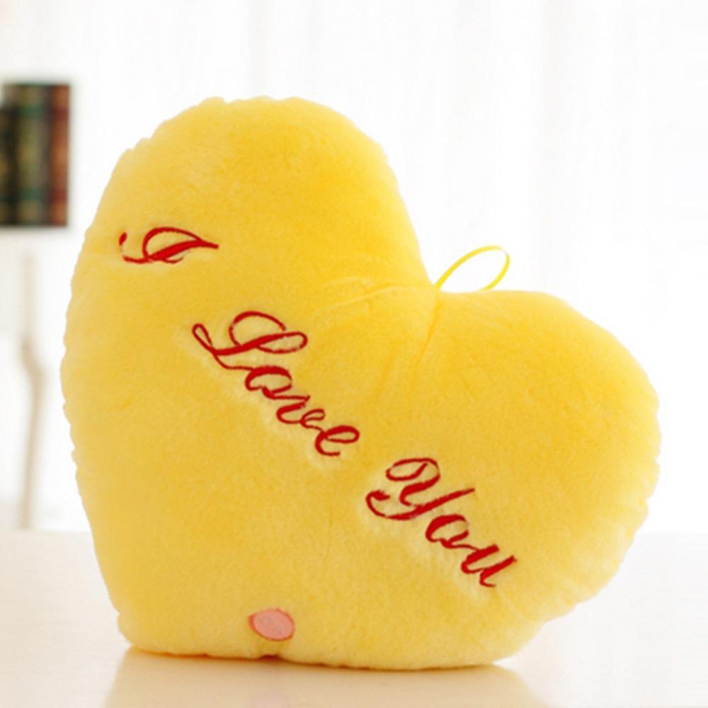 I LOVE U Heart Plush Pillow PP Cotton Stuffed Back Cushion Led Light Heart Pillow  Home Decorative