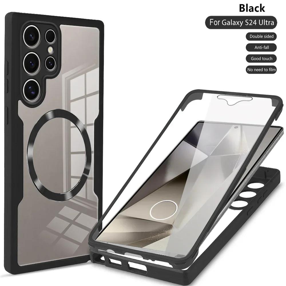 360° plně nárazuvzdorné průhledné pouzdro Magsafe pro Samsung Galaxy S24 S23 S22 Ultra Plus S21 S23FE