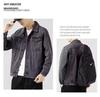 Men's Smoke Grey Denim Jacket: Trendy Lapel Workwear for Spring and Autumn – Casual, Handsome, Plus Size.