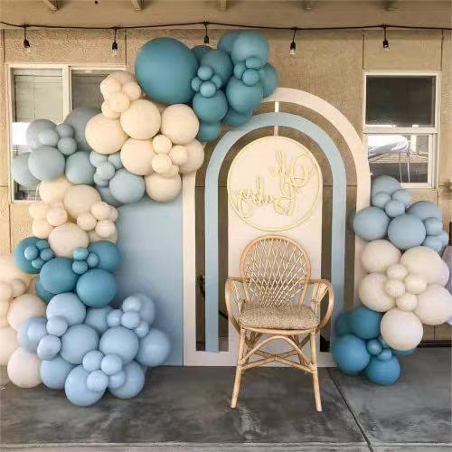 Vintage Sea Blue Balloon Chain Wreath Arch Set, Baby Birthday Party Decorative Props Morandi Balloons