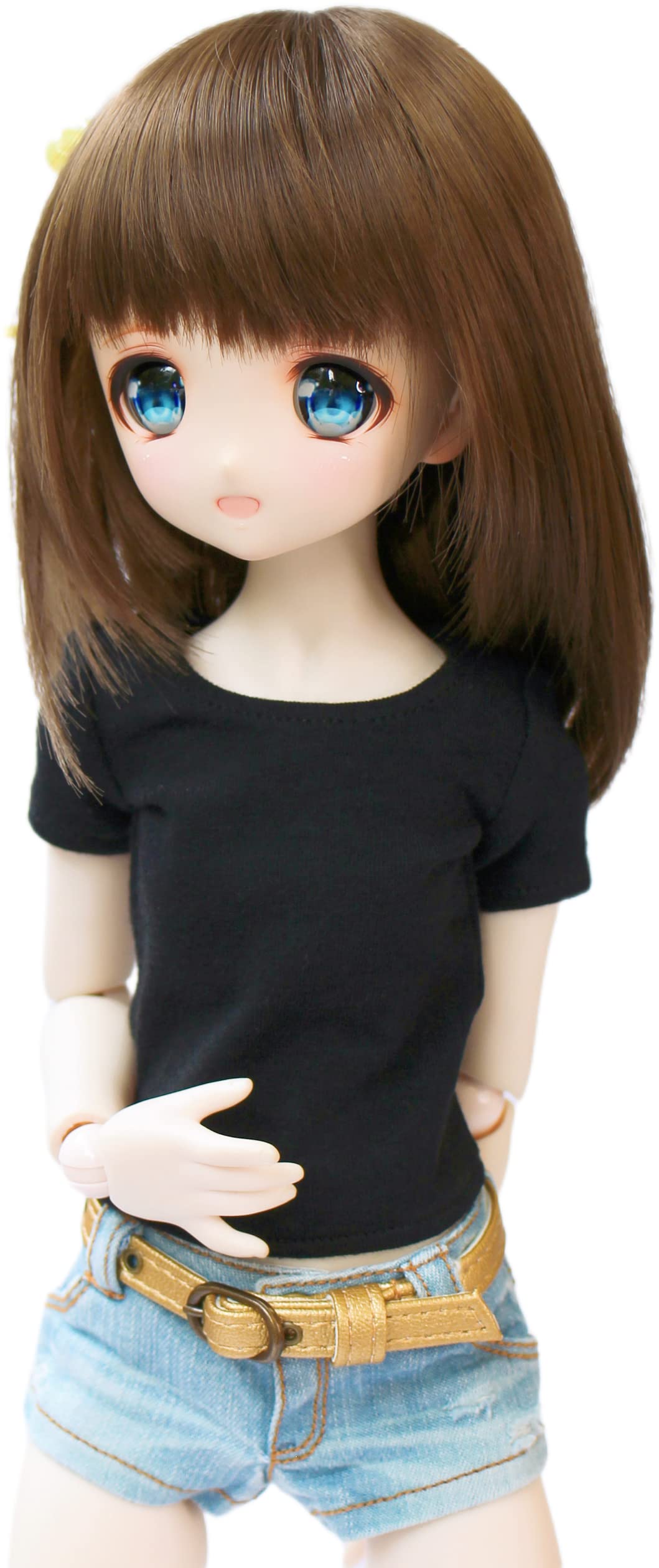 

Маленький размер Мари, BJD, с коротким рукавом, круглый вырез, на каждый день, подходит для куклы BJD 40 см 1/3, футболка, простой, универсальный, черный, воротник, повседневный, одежда, куклы, чёрный