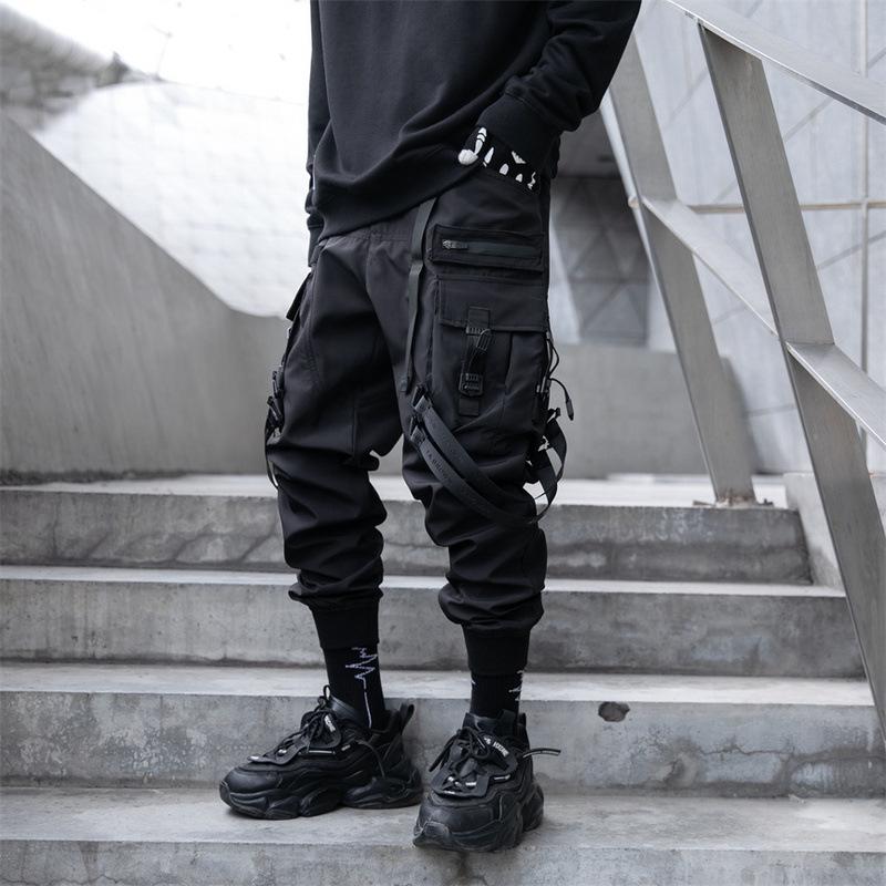 Fashion Multi Pocket Cargo Pants Men Y2K Tactical Techwear Ankle Pants Punk Style Casual Paratrooper Pants Pantalones