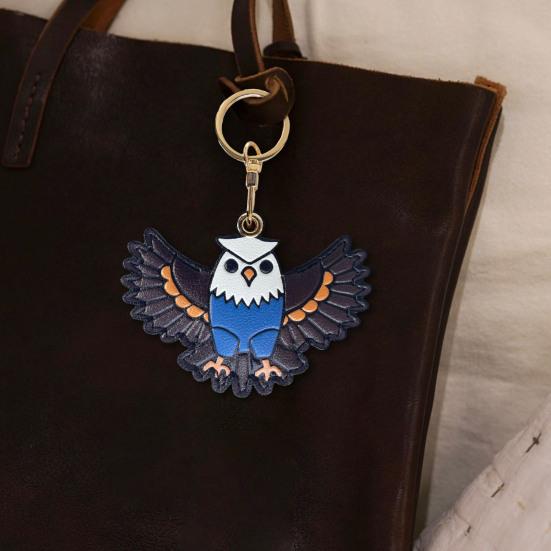 Keychain Pendant Cartoon Eagle Shape Key Holder Imitation Leather Access Control Card Holder School Bag Protective