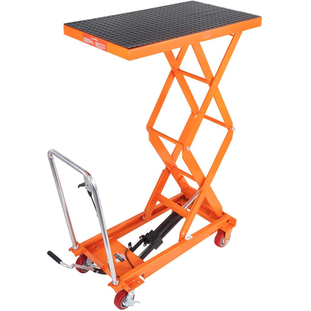 VEVOR Hydraulic Lift Table Cart, 770lbs Capacity 59" Lifting Height, Manual Double Scissor Lift Table with 4 Wheels and Non-slip Pad