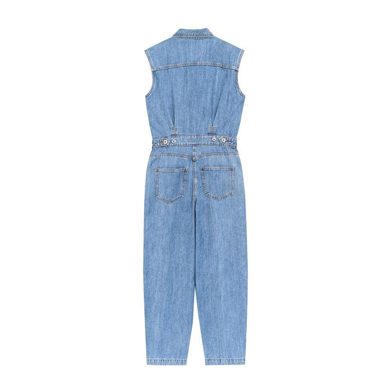 TAOP&ZA Women's Sleeveless Commuting Denim Jumpsuit