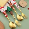 4Pcs Christmas Gift Glod Silver Spoon Fork Set Elk Christmas Tree Decoration Dessert Scoop Fruit Fork Coffee Spoon Cutlery Set