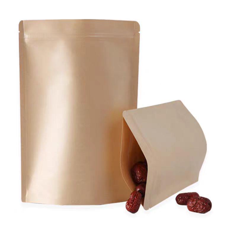 Thick Kraft Paper Stand-Up Bag with Frosted Window for Tea & Dried Fruit