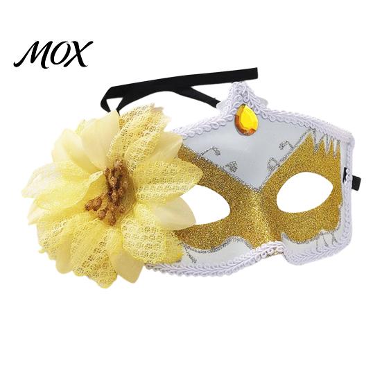 Fancy Dress Accessory Masquerade Masque for Women, Glitter Venetian Half Face with Side Floral Party Flower And Feather Halloween Costume, Mardi Gras,