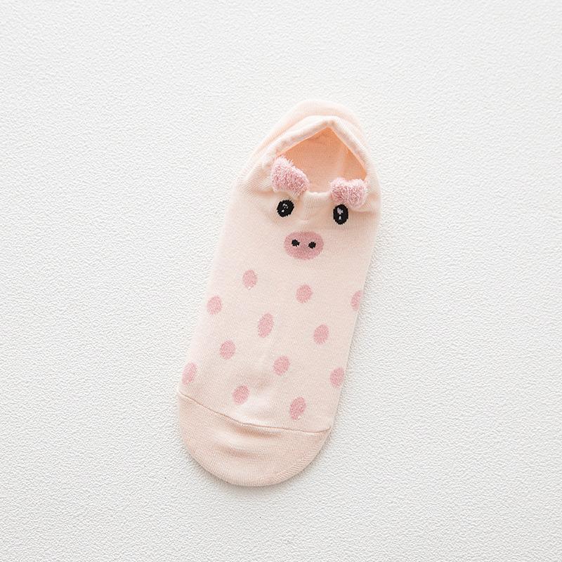 5 Pairs Women's Socks Spring Summer Three-Dimensional Shallow Mouth Cartoon Female Cotton Invisible Japanese Cute Animals Socks
