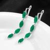 Gładkie srebrne kolczyki w kolorze szmaragdowo-zielonym z cyrkonią i frędzlami dla kobiet biżuteria ślubna w stylu vintage