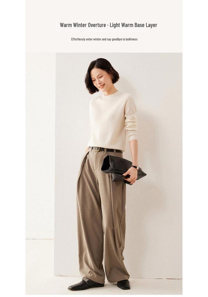2025 A/W Cashmere Round Neck Knitwear - Soft Fluffy Loose Long Sleeve Pullover Sweater