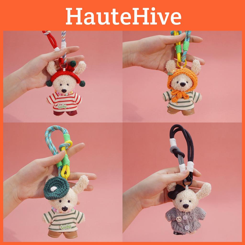 Plush Bear Keychain With Polyester Fiber Soft Toy For Bag Decoration And Gift