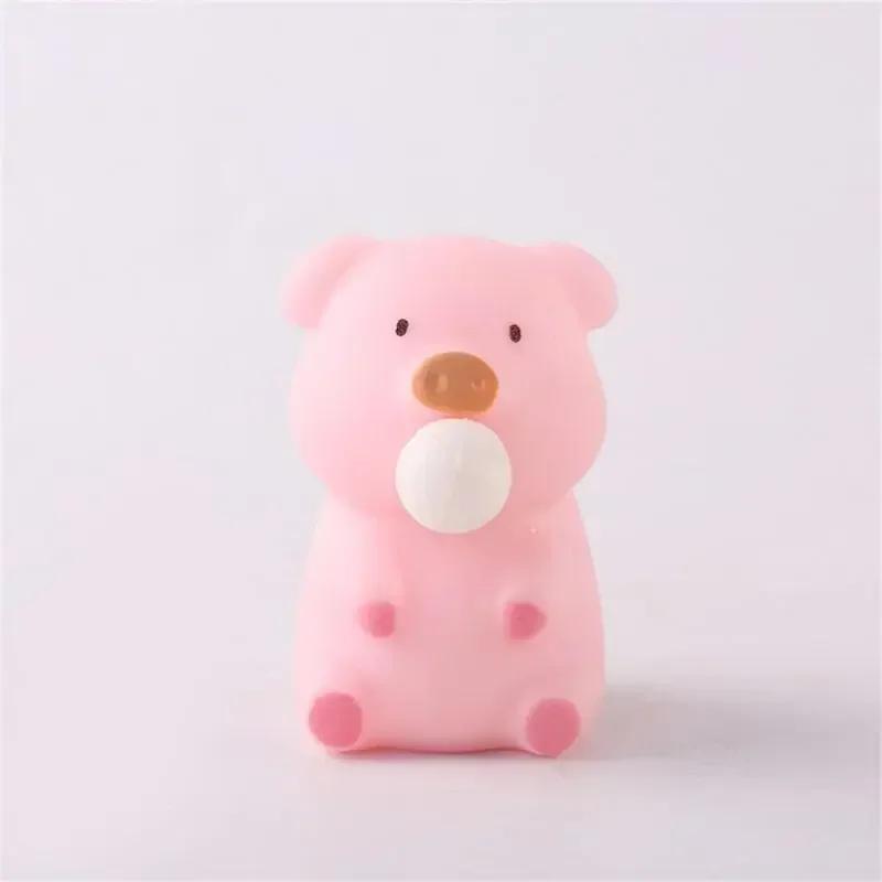 Cartoon TPR Pig Spit Bubbles Pinch Music Vent Toys Squeeze Bubbles Decompression Release Artifact Doll Kid Adult Stress Relief