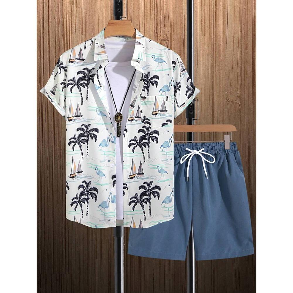 New Summer Casual Men's Shirt And Beach Shorts Set 3D Printed Short-sleeved Outdoor Streetwear Shorts Camisas De Hombre