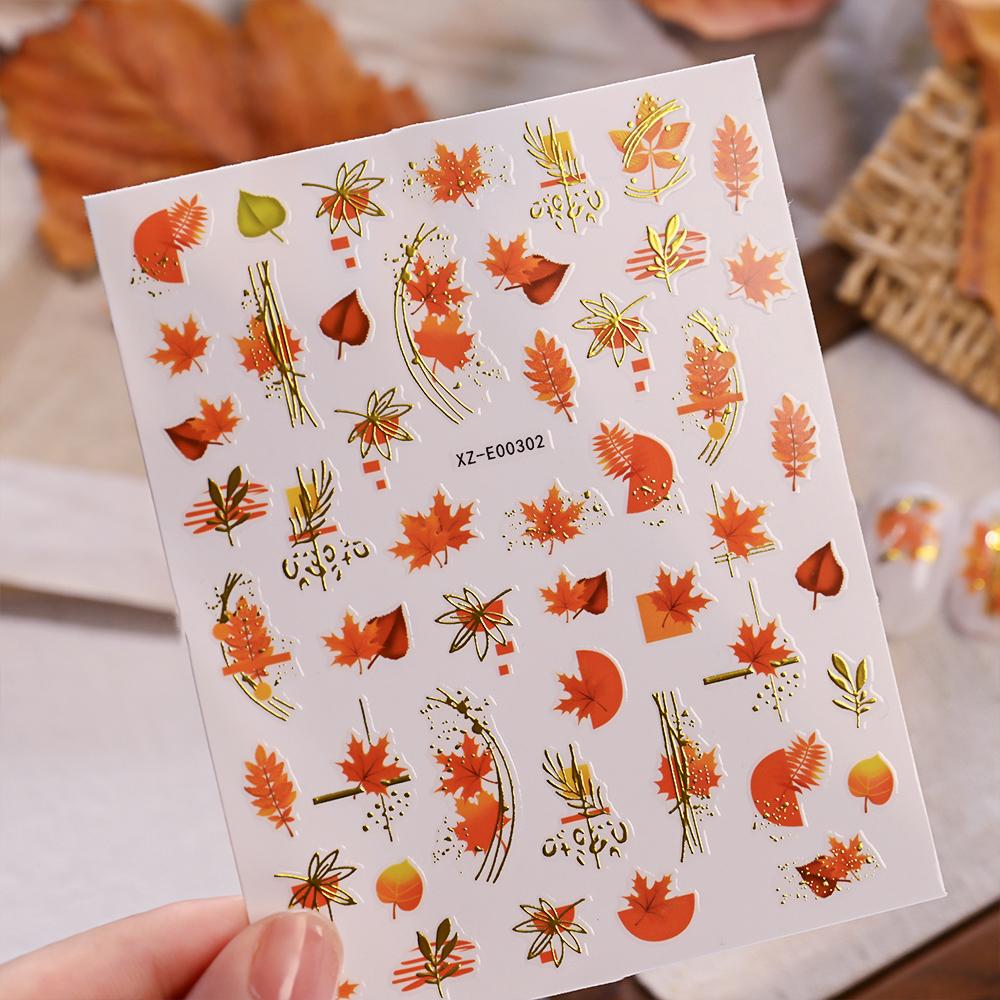 1pcs 3D Autumn Red Maple Leaf Nail Art Decals Exquisite Maple Leaves Nail Stickers Self-Adhesive 8*10cm Maple Nail Supplies #8r