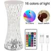 Lampada da tavolo a forma di diamante da 1/2 pezzi, 16 colori, telecomando touch, lampada da tavolo in cristallo, ricaricabile tramite USB, scrivania in acrilico, luce LED per atmosfera