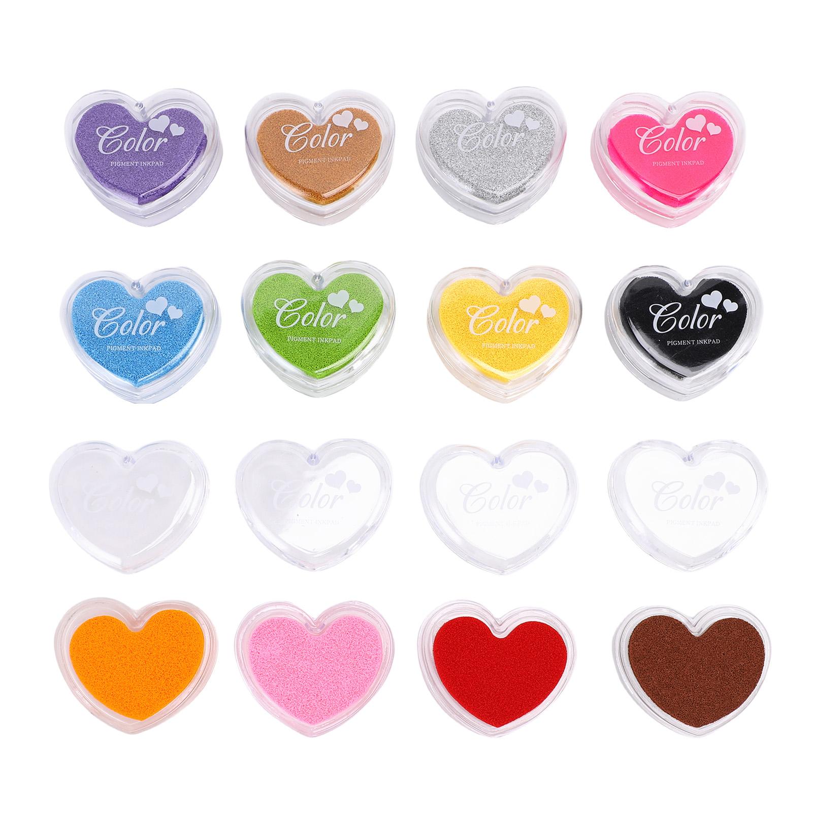 

12 Color Heart Shape Ink Pad Water Soluble Washable Finger Ink Pad for Craft Scrapbooking Card Making