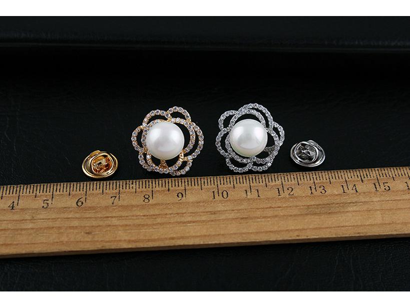 Elegant Rose Brooch with Zircon and Pearl for Women