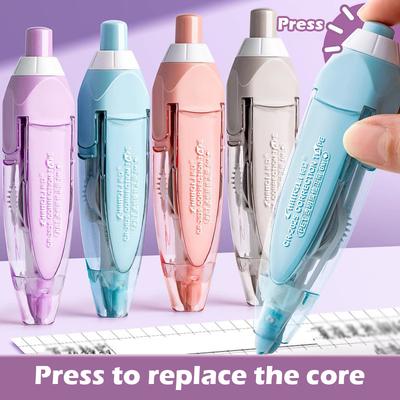 6M*5MM Press Type Correction Tape with Replaceable Refills Morandi Color Series for Students School Office Stationery Supplies