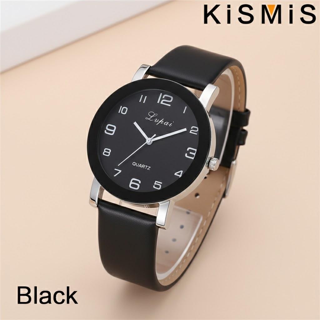 Fashion Simple White Leather Watches Women Dress Quartz Wristwatch Ladies Wristwatch 4 Colors чёрный