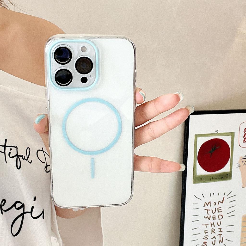 Acrylic transparent thin ring magnetic case, suitable for iPhone16Pro max mobile phone case, Apple 15 new 14/13.