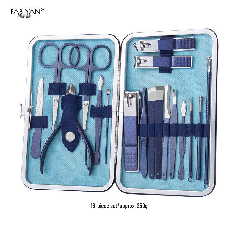 18-Piece Stainless Steel Manicure Tool Set - Nail Clippers & Grooming Tools