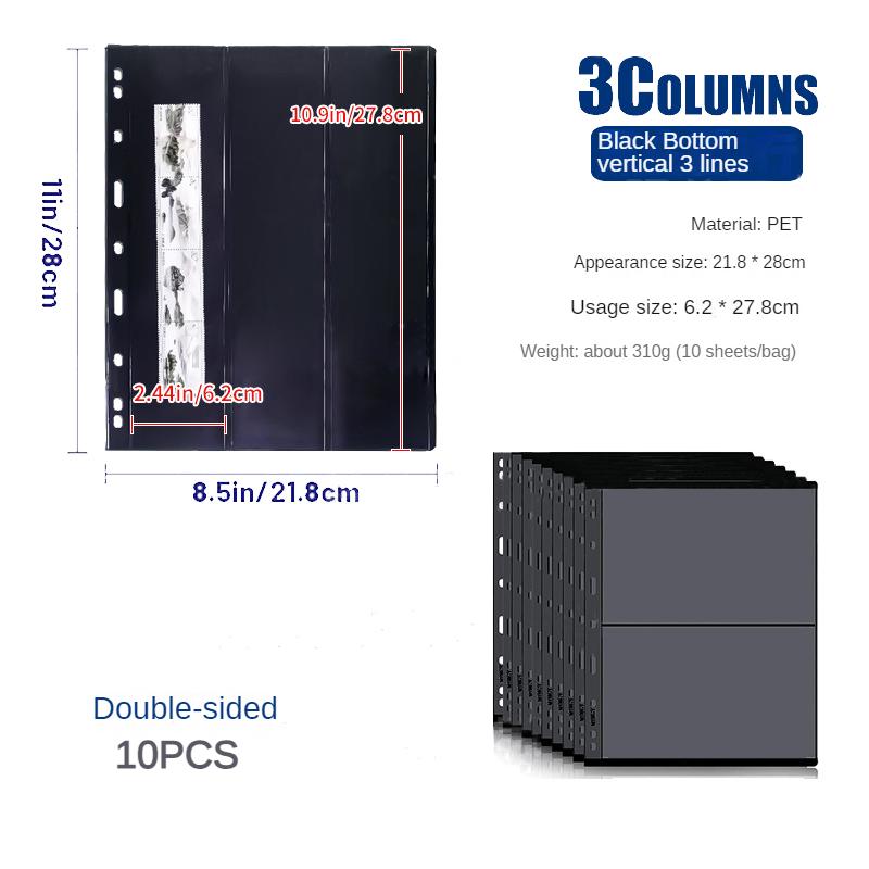 Standard 9-hole Double-sided Black Background Photo Album with Large Capacity for Stamp Collection and Paper Currency Collection