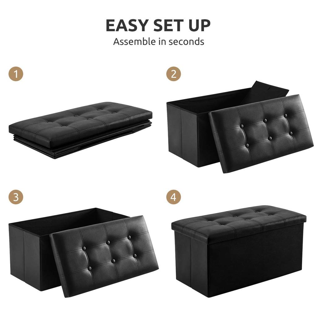 YOUDENOVA Storage Ottoman Storage Step Suitable for Living PU Load Capacity 160kg Stool, Folding, Two-Seater, Storage, Chair, Footrest, Stool,