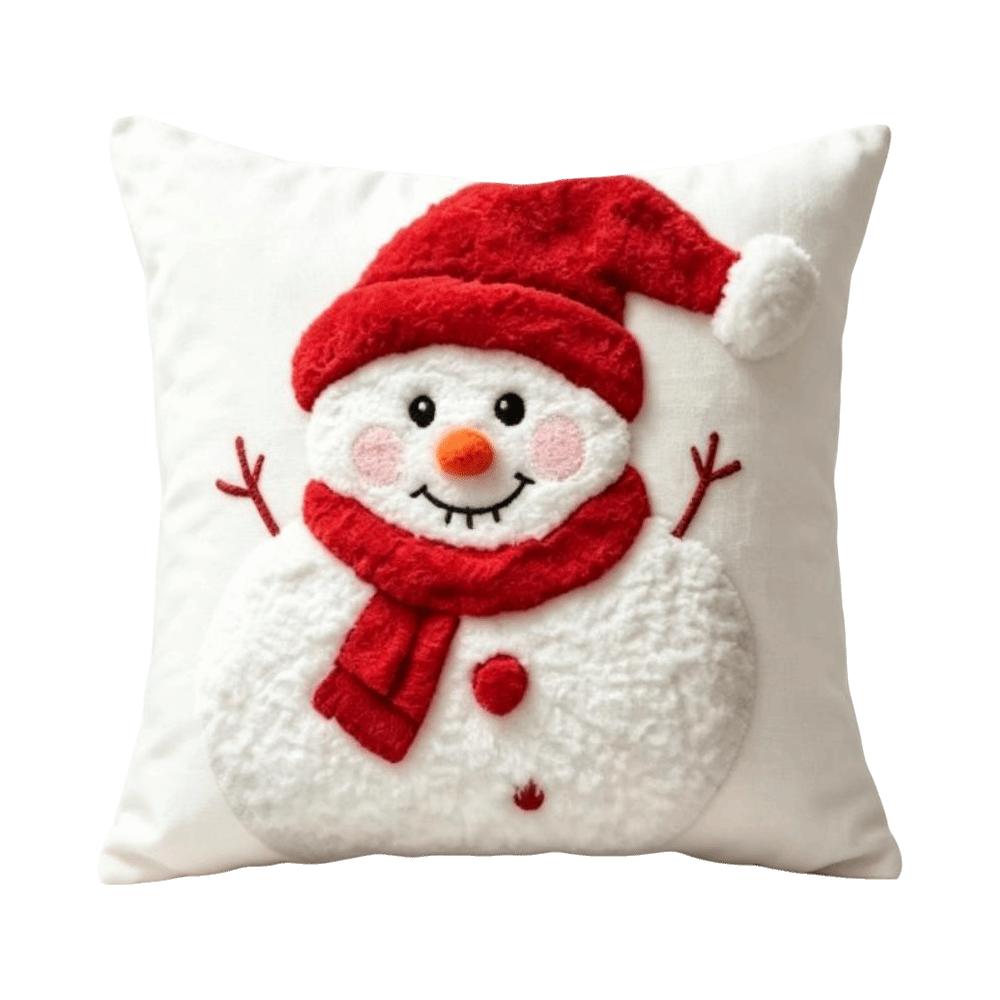 Soft Throw Cushion Case 2D Printed Snowman Pillow Cover Atmosphere Christmas Pillow Covers Sofa