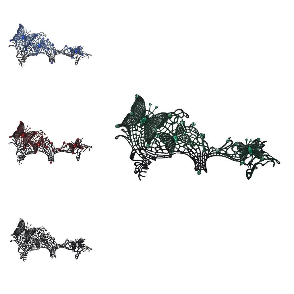 Anna Princess Lace Eye Mask With Rhinestones For Costume Party And Halloween Decor