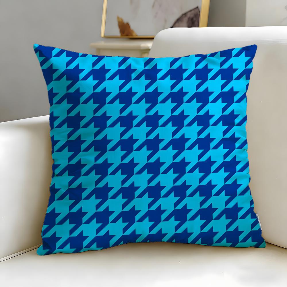 Houndstooth Pattern Cushion Cover Soft  EasyWash Pillow Case  Versatile for Couch Bed Travel and Office