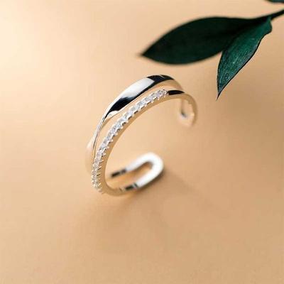 Diamond Layered Cubic Ring Couple Pretty Family Student Pretty Ring Silver Ring Silver Ring Couple Silver Ring
