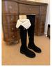 Grape Mother of the Same Style, Over-knee Knight Boots, Thick Velvet Lamb Wool High Boots, Autumn and Winter Leather Thick Heel Flanged Boots