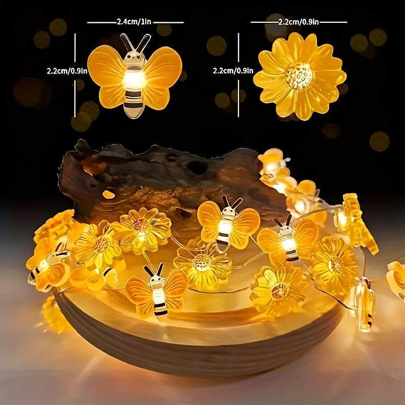 LED Cute Bee Flowers String Lights Garden Fairy Lights Battery Powered For Outdoor Indoor Home Party Holiday Gift Decor