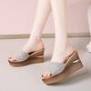 Fashion Wedge Heel Women's 2025 New Summer Versatile Platform Outside Heightening Sandals and Slippers