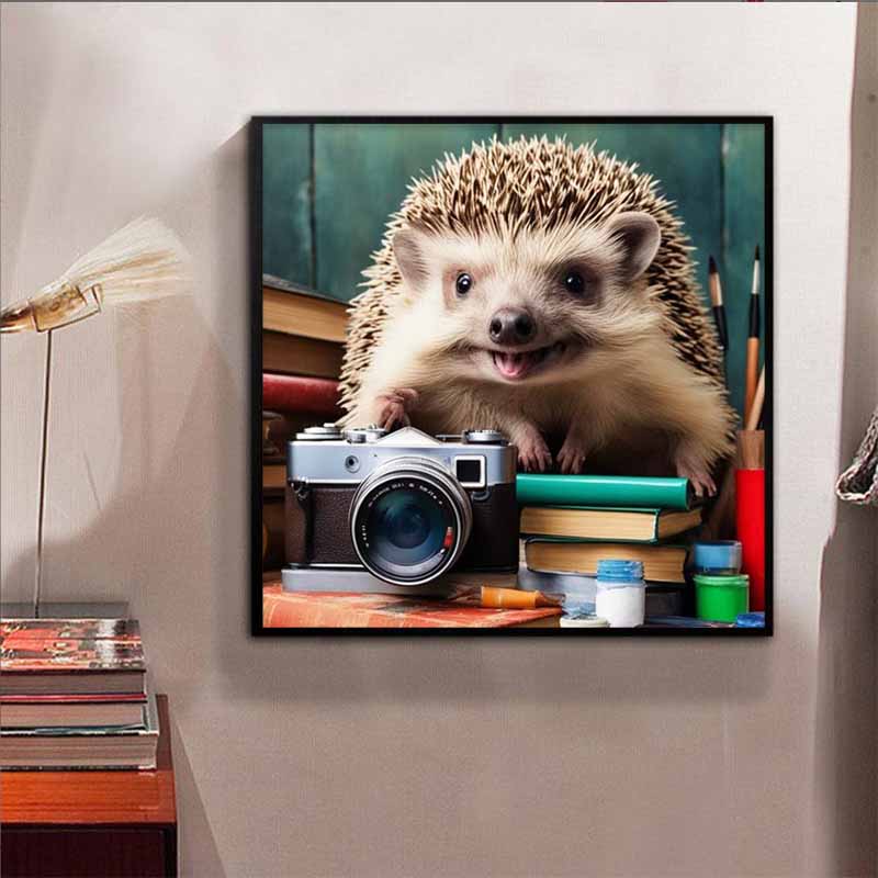 New Arrival 5D DIY Full Circle Diamond Painting "Hedgehog and Book" Embroidery Cross Stitch Home Decor Gift