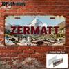 D Flaches Design pc Vintage Dekoschild Hofschild und Wandkunst Zermatt Themen Schild Charmante Schneebedeckte Stadt