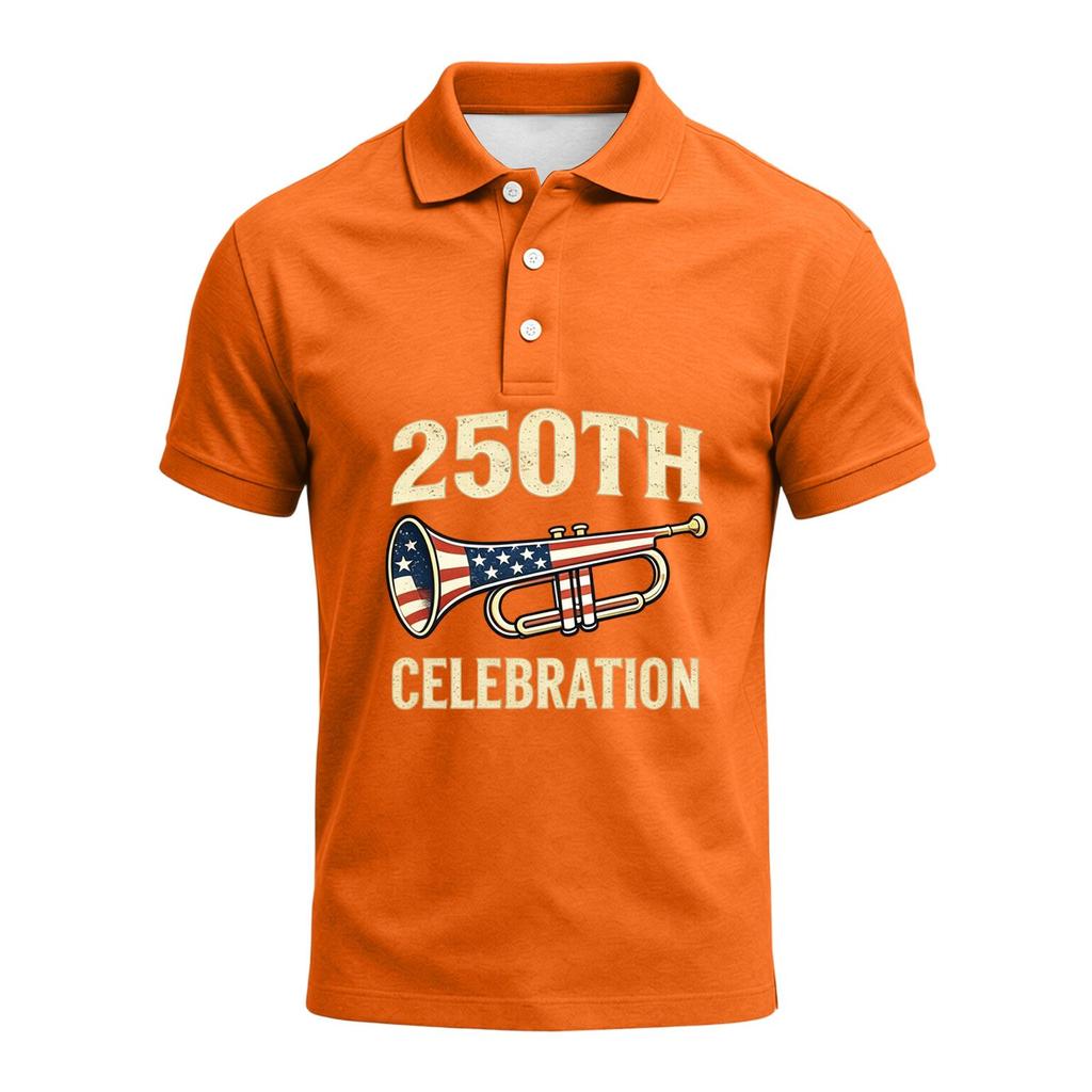 Men's 250th Anniversary Short Sleeve Polo Shirt America Strong Graphic Print 1776 to 2026 Commemorative Casual Shirt