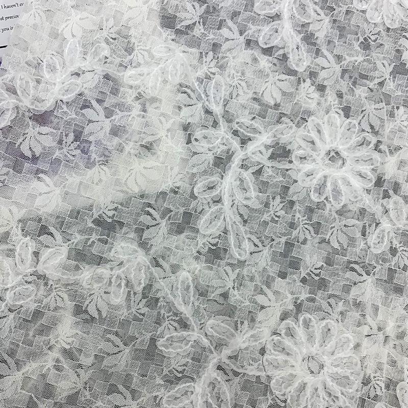 Stylish Textured Floral Lace Fabric for Wedding Dresses, Evening Gowns, and Children's Clothing
