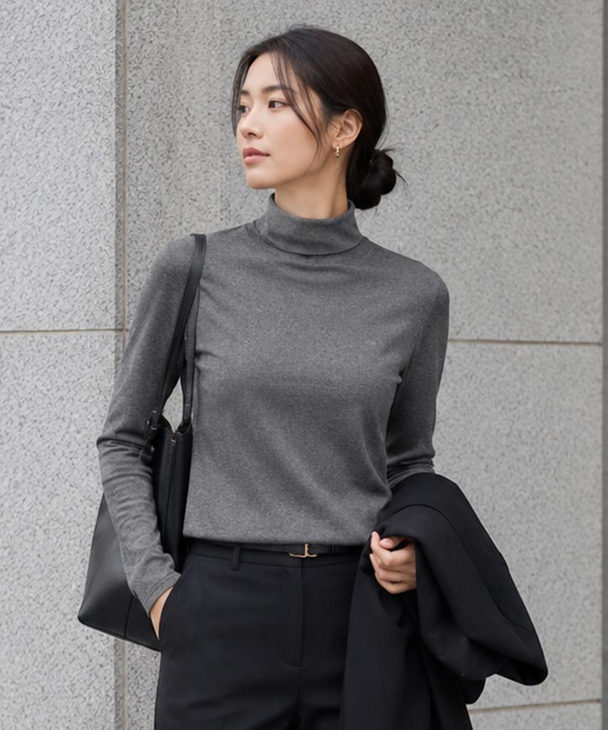PEID Pd Basic Half Turtleneck Slim Fit Long Sleeve T-Shirt 4 Colors